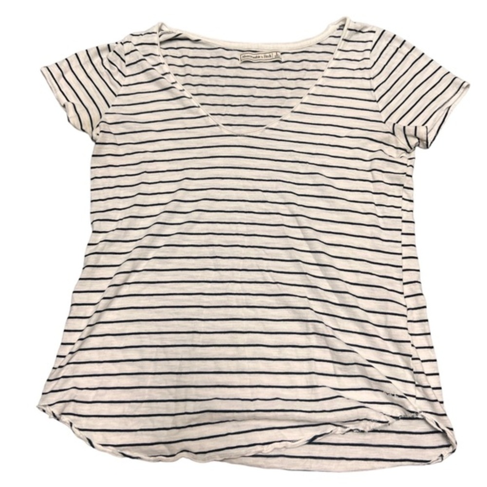 Abercrombie & Fitch Cotton Navy Striped Short Sleeve Tee